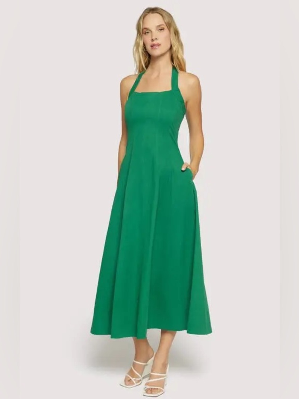 Lost + Wander Halter Green Midi Dress Size Small
